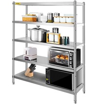 VEVOR Stainless Steel Shelving 60x18.5 Inch 5 Tier Adjustable Shelf Stor... - $332.03