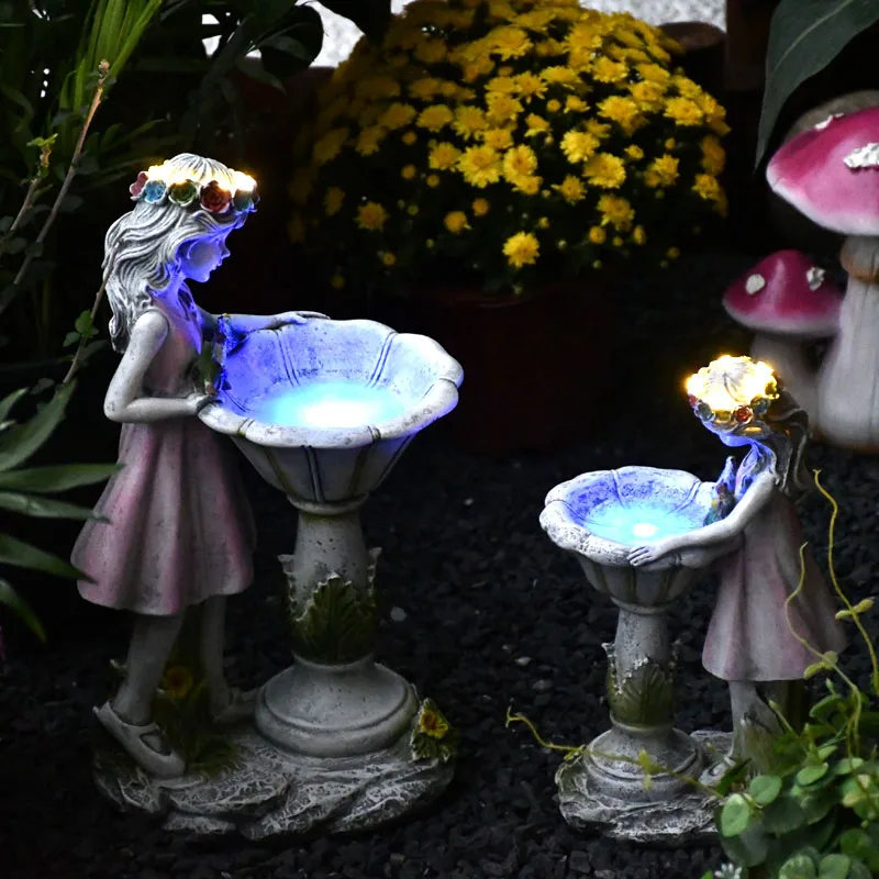 Home decoration girl angel ornaments outdoor garden decor flower fairy solar lamp resin thumb200