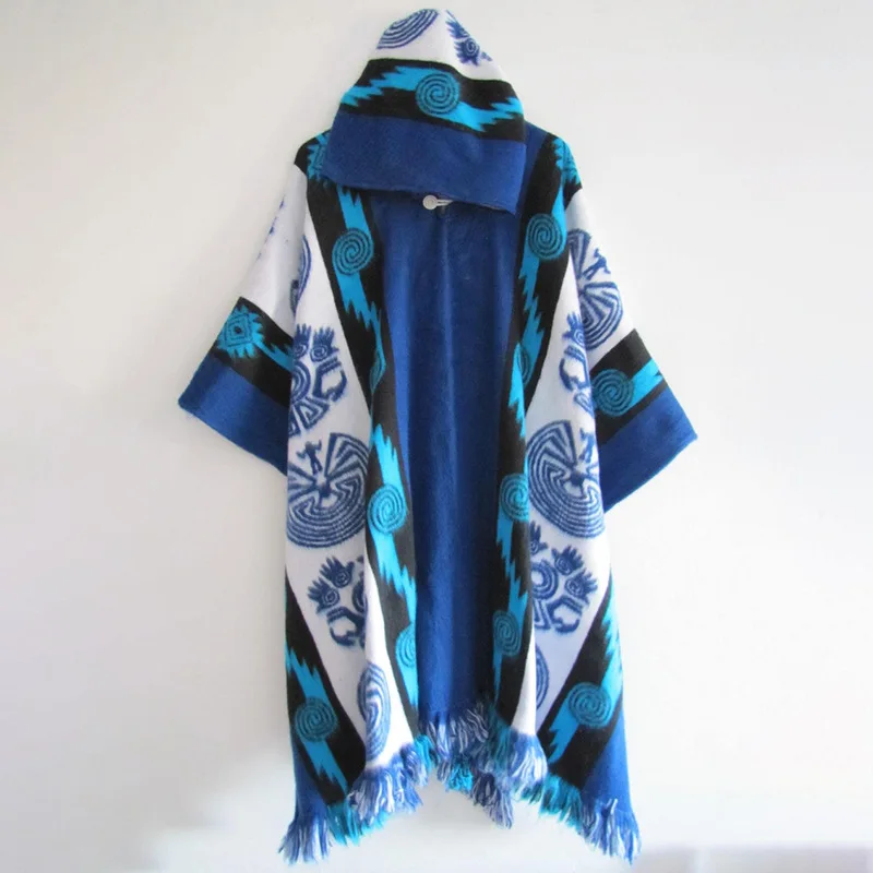  Fashion Men Poncho Shawl Knitting Retro Ethnic Pattern Printing Spring ... - £152.68 GBP