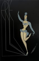 Erte Decorato Gratuito Art Deco Poster Piastra Firmato, Showgirl Blu Costume + - £82.17 GBP