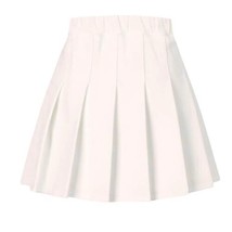 SANGTREE Women&#39;s Pleated Skirt with Comfy Stretchy Band Size L White - £13.44 GBP