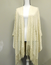 Avenue Womens  Off White Acrylic sleeveless shawl with fringe  NWT - £26.51 GBP