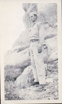 Vintage Soldier Looking Forward On Field Snapshot WWII 1940s - $4.99