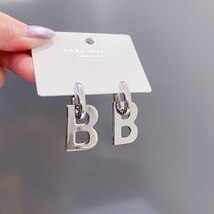 Korean Metal Letter B High-end Drop Earrings for Women Gril Fashion Trend Exquis - £7.73 GBP