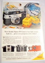 1958 Kodak Signet 50 Camera Rochester, N.Y. Color Ad Has Light Meter Bui... - $7.99