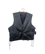 Mens Black Leather Biker Vest Motorcycle Sleeveless Jacket Laced Sides 3XL - $459.96 MXN