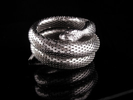 Whiting &amp; Davis Snake Bracelet - Large silver 3 coils -  Vintage serpent... - £195.84 GBP