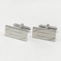 Vintage Hommes Argent Ton Swank Mi Siècle Motif Ensemble Boutons de Manchettes - £26.00 GBP