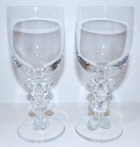 PAIR OF MINNIE &amp; MICKEY MOUSE GLASS WALT DISNEY COMPANY 6 1/4&quot; WINE GLASSES - £34.03 GBP
