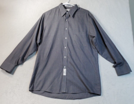 Geoffrey Beene Shirt Men Size 15.5 Black Cotton Long Sleeve Collared Button Down - $17.49