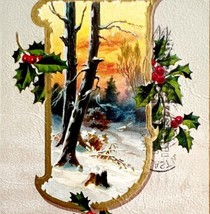 Christmas Victorian Style Greeting Card Forest Embossed 1910 Postcard PCBG11E - £15.71 GBP