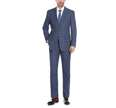 Mens Suit by RENOIR English Plaid Window Pane European Business 291-19 B... - £129.79 GBP
