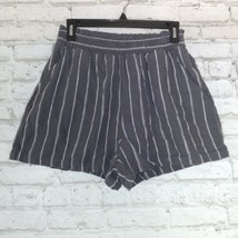 Universal Thread Shorts Womens Medium Gray Stripe Linen Blend Elastic Waist - £14.06 GBP