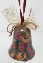 Victorian Angel Babies Christmas Ornament Paper Mache Bell Vintage - £9.98 GBP