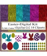 Easter Digital Kit g-Digtial Paper-Egg-Bunny-Art Clip-Gift Tag-Glitter-J... - $37.30 MXN