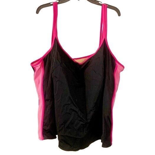 Contour Tankini Top Woman’s Size Swimwear 32W Full Padded Bra B￼lack Pin... - $20.00