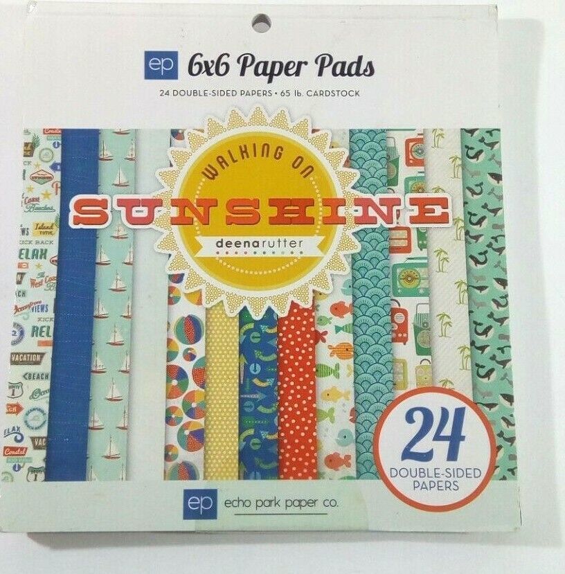 6&quot; x 6&quot; PRINTED PAPER PAD 24 Double-Sided Sheets WALKING ON SUNSHINE Ech... - $5.69