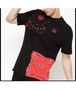 Puma Men’s Bandana Patchwork Black Red T-shirt Size Medium - $16.79