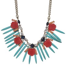 Ann Taylor Loft Faux Turquoise Talon and Rhinestone Statement Necklace Jewelry - $49.50