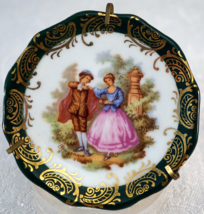 LIMOGES France Porcelain Courting Couple Miniature PLATE with Hanger/Stand #4 - £20.74 GBP