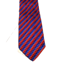 Allea Milano Silk Tie Hand Made Woven Italy Blue Red Gold Striped Necktie - $16.00