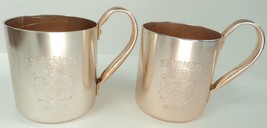 Vintage Smirnoff Vodka Moscow Mule Etched Copper Mug Cup - Lot of 2 - £7.75 GBP