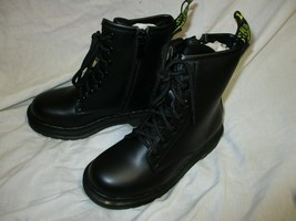 Dream Pairs Fight-1K Girls Leather Lace Up Heeled Boots 7&quot; Tall Size(12) C-Black - £31.45 GBP