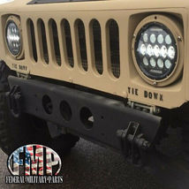 Military M998 Humvee Headlights PAIR LED Black Bezel Head Light Plug &amp; P... - £139.69 GBP