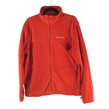 Columbia Mens Fleece Jacket Full Zip Pockets Cinch Waist Red Orange L - $12.59