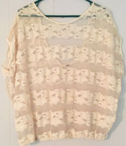 Free people women S shirt over sized lace/sheer cream color sleeveless - £9.82 GBP