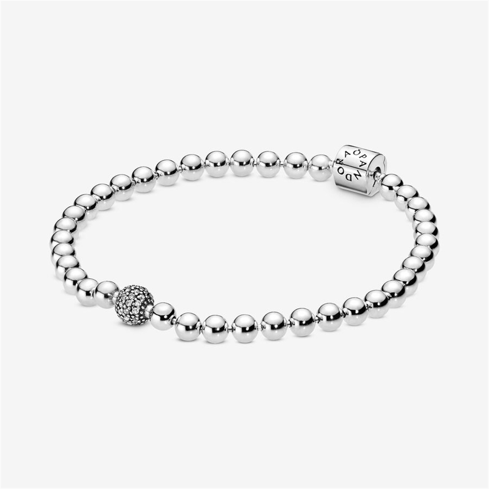 S925 Sterling Silver Beads & Pavé Bracelet,Minimalist Bracelet,Gift for Her