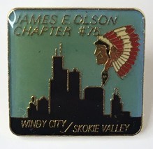 James E. Olson Chapter #75 Windy City Skokie Valley Enamel Lapel Pin Square - $13.00