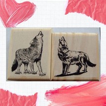2 Wolf Howling Wolves New Mounted Rubber Stamps - £13.36 GBP