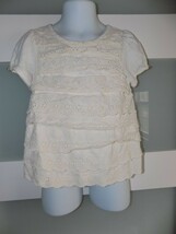 Matilda Jane Happy &amp; Free Whipped Cream Ivory Eyelet Lace Shirt Size 4 G... - $222.93 MXN