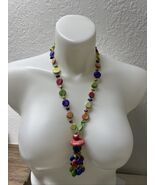 Vintage 1970&#39;s Hand Beaded Colorful Necklace Estate Jewelry Find KG JD - €12,88 EUR