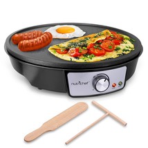 Electric Griddle &amp; Crepe Maker | Nonstick 12 Inch Hot Plate Cooktop | Ad... - £57.47 GBP