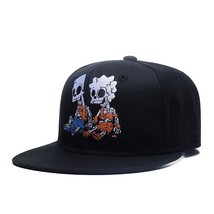 Cute Skull Zombie And Skeleton Embroidery Snapback Hat, Unisex Adjustable Flat B - £30.04 GBP