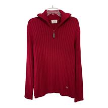 Springfield Ribbed Quarter Zip Sweater Red Cotton Pullover L - $28.80