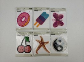 LOT OF 6 Bling Patches Stickers Donut Popsicle Butterfly Cherry Starfis ... - £12.56 GBP