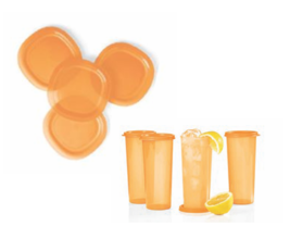 New TUPPERWARE Picnic Camping 4 Tumblers with Seals &amp; Luncheon Plates BP... - £31.41 GBP