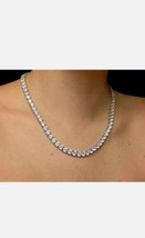 30 Karat Runde Künstlicher Diamant Tennis Halskette Massiv 14K Weiß Vergoldet - £195.44 GBP