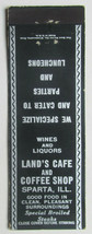 Land&#39;s Cafe Coffee Shop - Sparta, Illinois Restaurant 20 Strike Matchbook Cover - £1.41 GBP