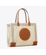 Tory Burch Nylon Ella Printed TOTE ~NWT~ Box Stripe Natural Vachetta - £194.19 GBP