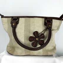 Relic Beige Woven Wicker Look Hand Bag With Leather Daisy Hang On Purse - $26.24