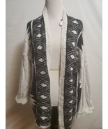 Amuse Society Dusk Cardigan Sweater Cream Black Geometric Print Sz Mediu... - €17,68 EUR