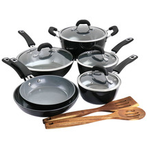 Kenmore 12 Piece Ceramic Coated Aluminum Cookware Set in Black - $2,842.16 MXN