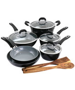 Kenmore 12 Piece Ceramic Coated Aluminum Cookware Set in Black - $2,842.16 MXN