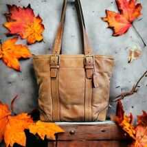 Coach Hampton Carryall Tote Bag Purse Leather Camel Tan EO782-F11201 - $192.84 CAD