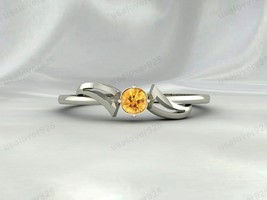 Citrine Gemstone Solitaire Ring, 925 Sterling Silver Handmade Women&#39;s Jewelry - £39.42 GBP