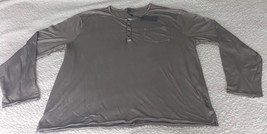 John Varvatos Mens T-Shirt Gray Green Henley Long Sleeve Vintage Wash Si... - $49.98